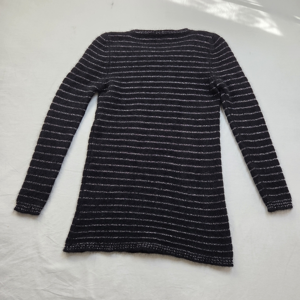 Isabel Marant Angora Blend Striped Longline Sweater Tunic Black Silver Size 3 - Picture 10 of 10